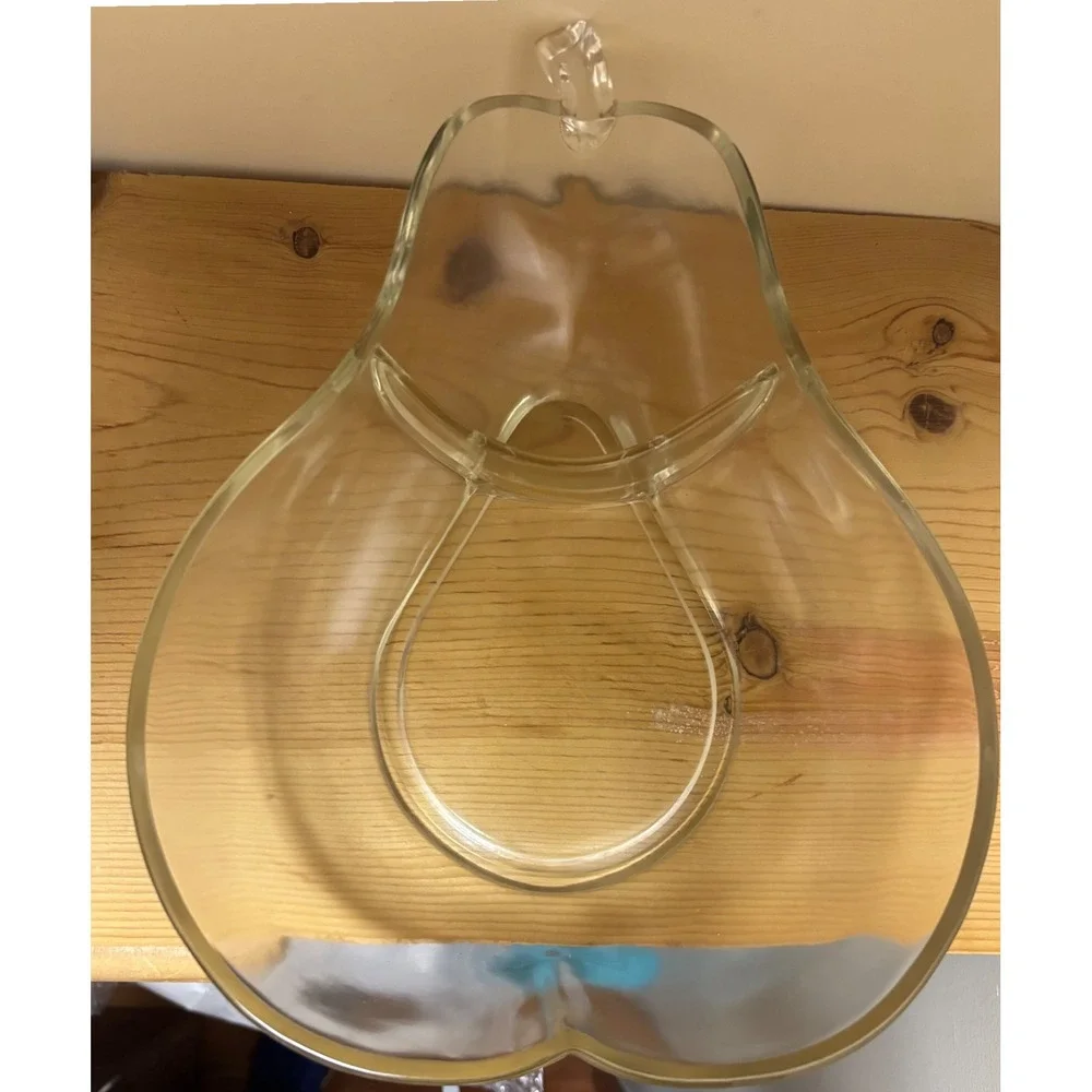 Vintage‎ Clear Glass Pear Shaped with stem Serving fruit bowl Candy Dish